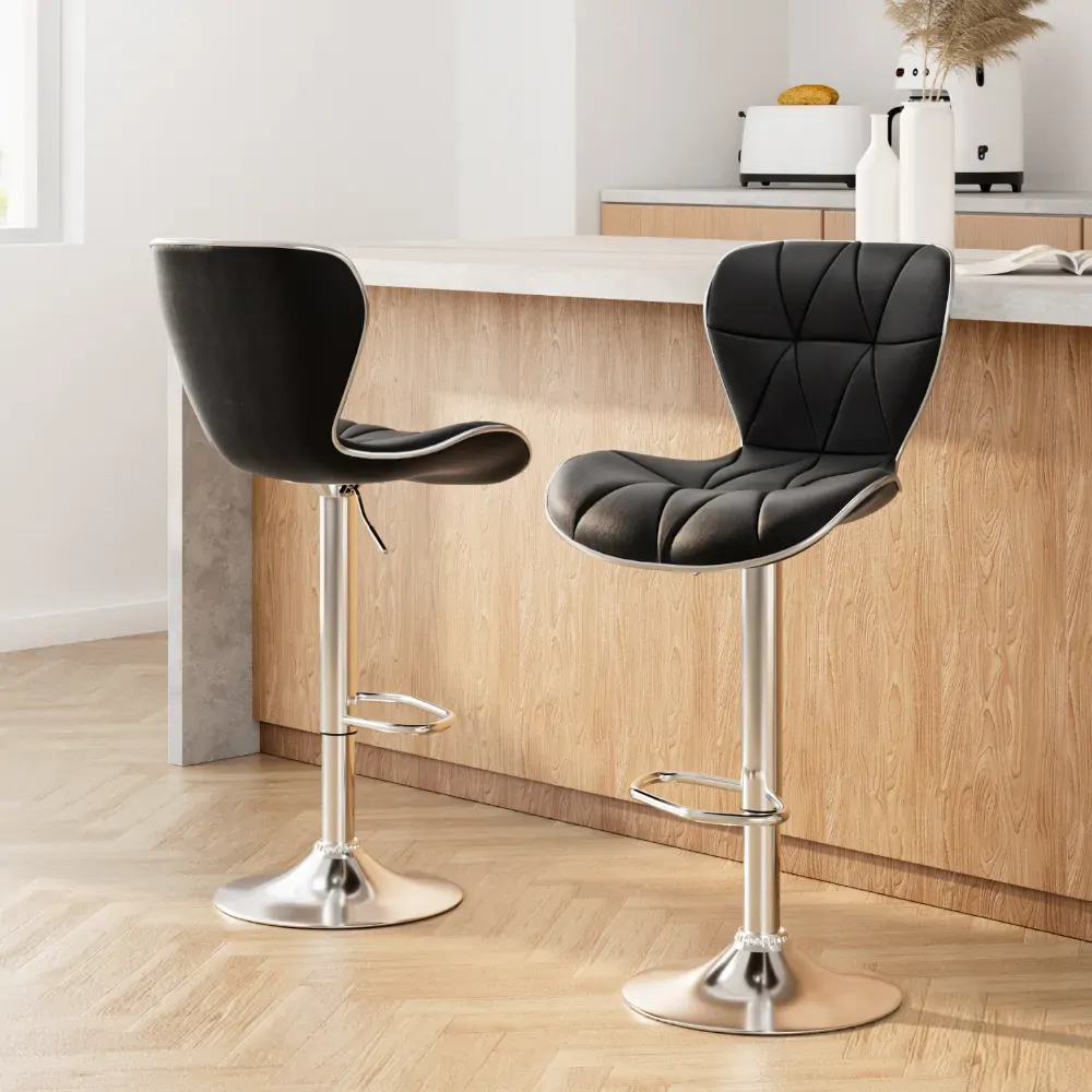 PU Leather Patterned Bar Stools - Chrome Price