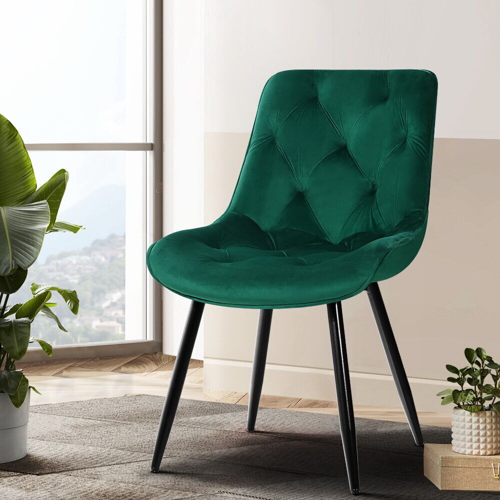 Set of 2 Starlyn Dining Chairs Kitchen Chairs Velvet Padded Seat Price