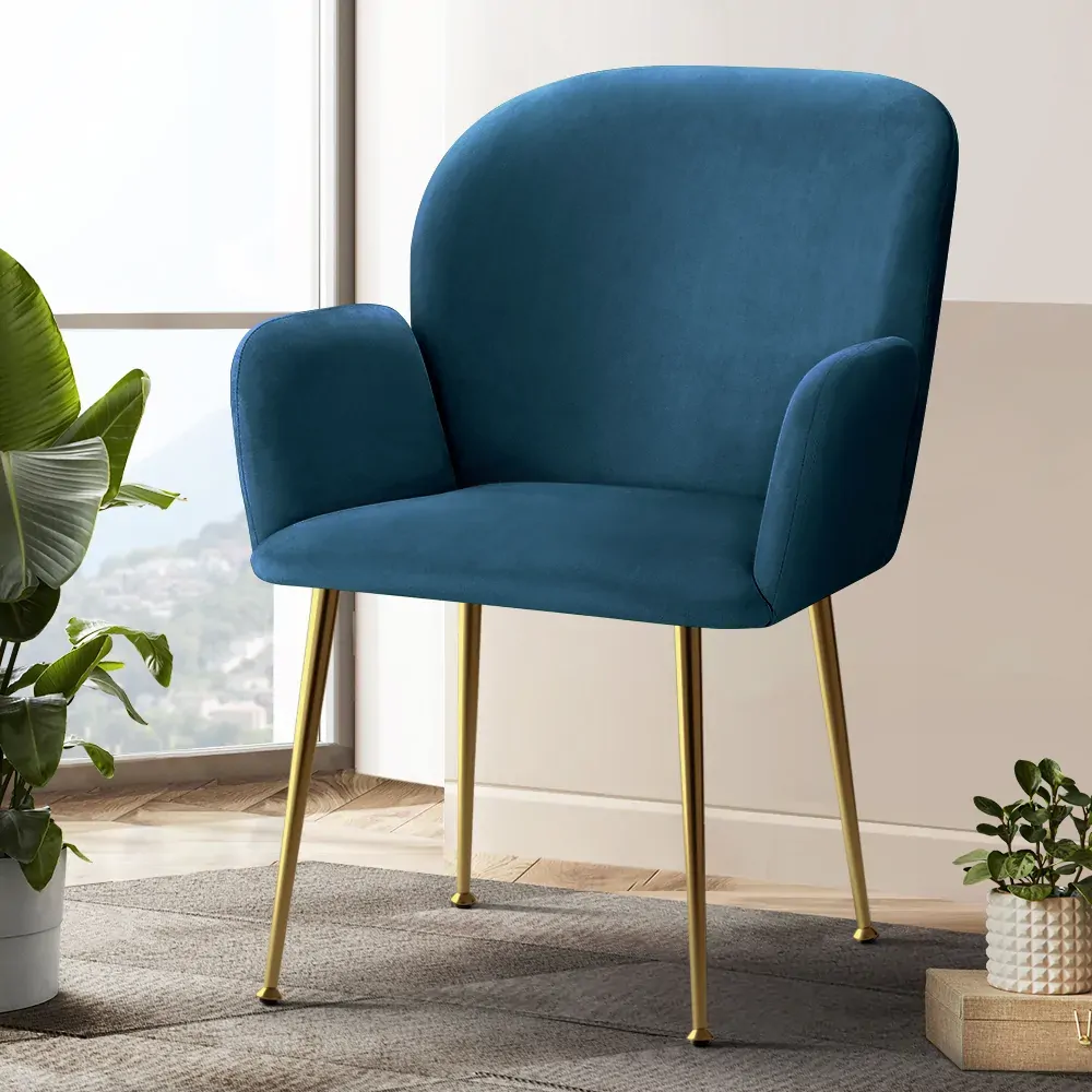Set of 2 Kynsee Dining Chair Armchair Cafe Chair Upholstered Velvet Price