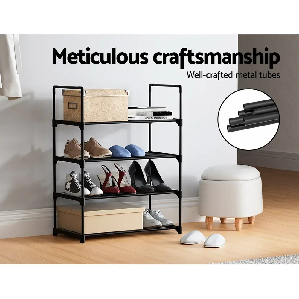 Shoe Rack Stackable Shelves 4 Tiers Shoes Storage Stand Black Price