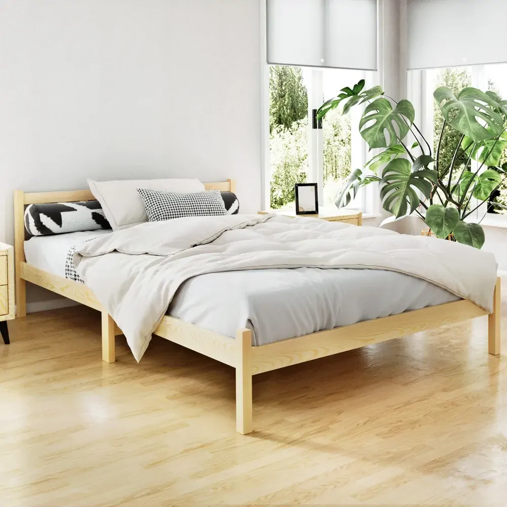 Waroonee Bed Frame Wooden Bed Base Pine Timber Mattress Foundation Price