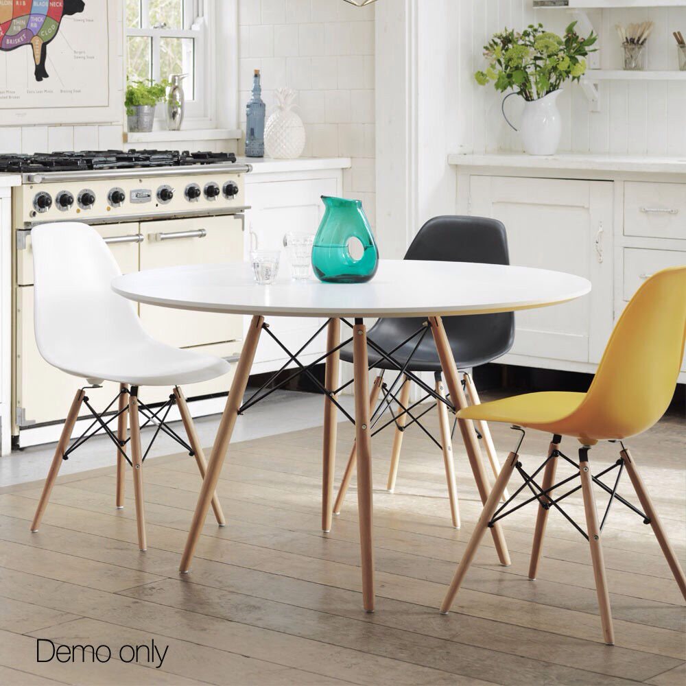 Dining Table 4 Seater Round Replica DSW Eiffel Kitchen Timber White Price