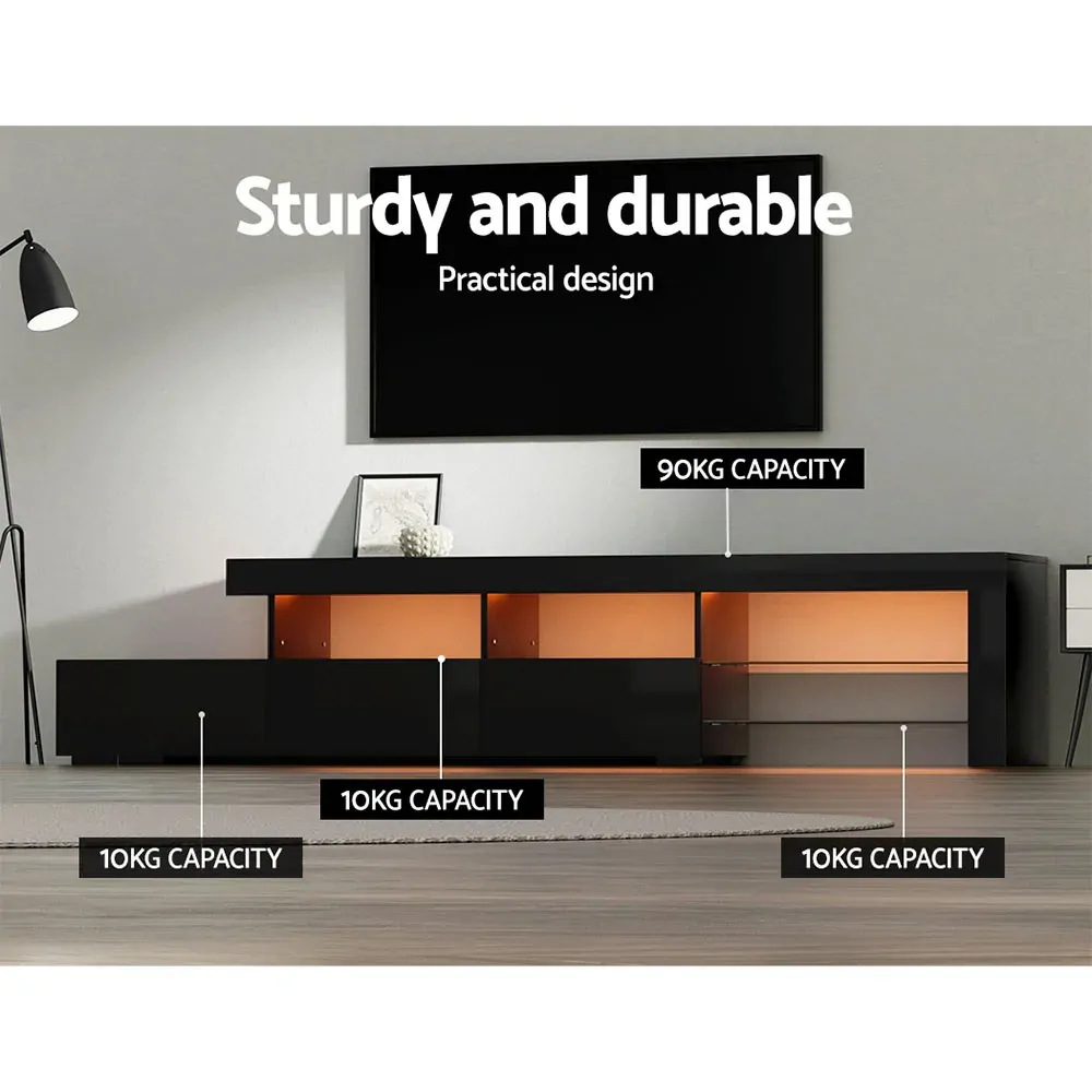 Greenock TV Cabinet Entertainment Unit Stand RGB LED Gloss Furniture 215cm Price