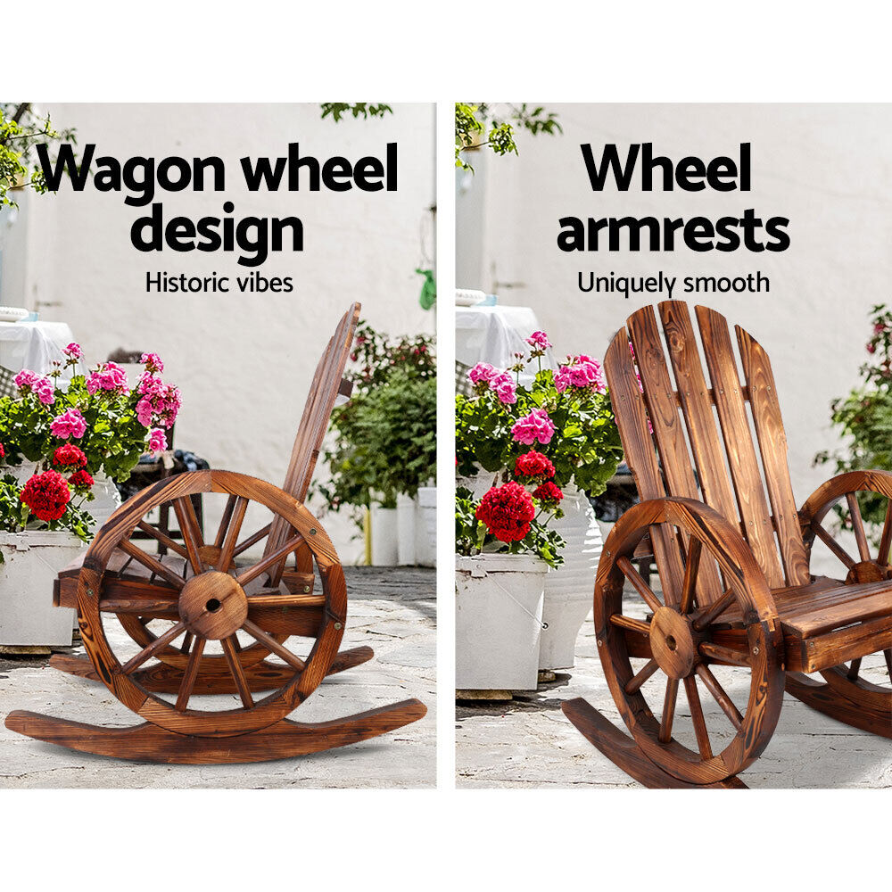 Wagon Wheels Rocking Chair - Brown Price