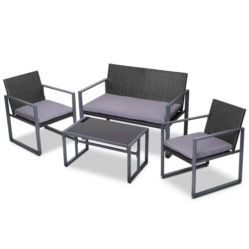 4PC Outdoor Furniture Patio Table Chair Black Price