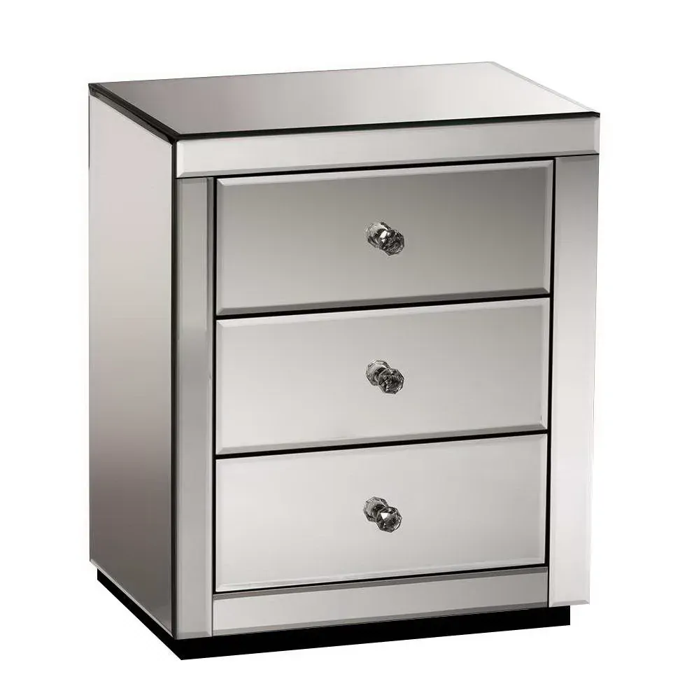Albury Mirrored Bedside table Drawers Furniture Mirror Glass Presia Price