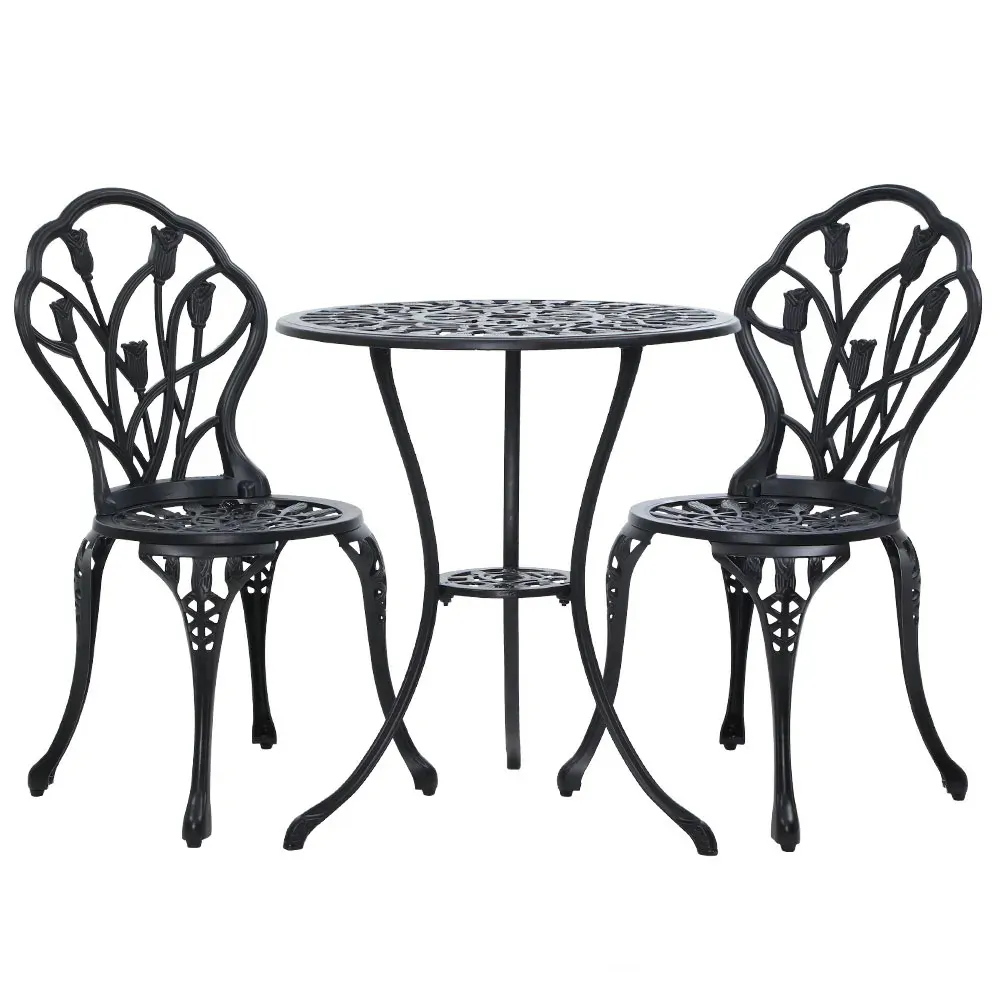 3PC Outdoor Setting Cast Aluminium Bistro Table Chair Patio Price