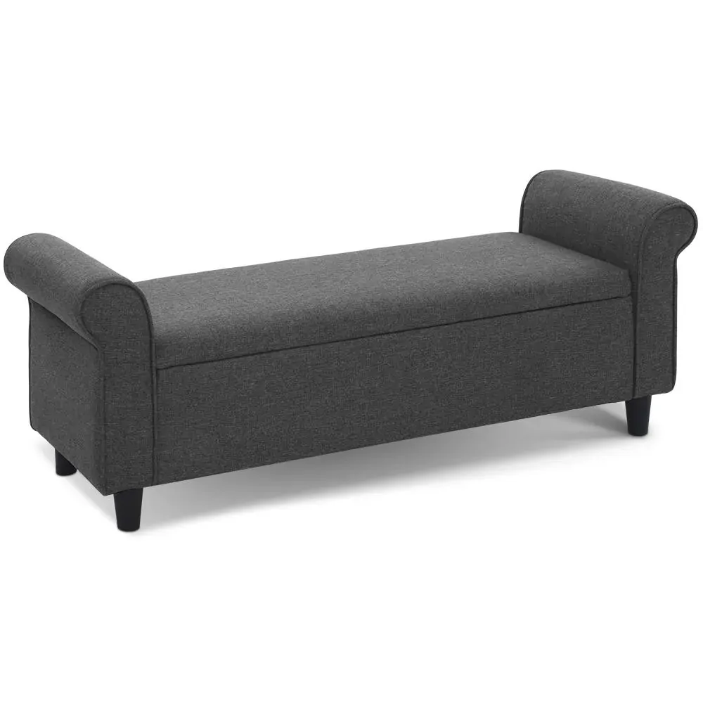 Storage Ottoman Blanket Box 126cm Linen Fabric Arm Foot Stool Couch Large Price