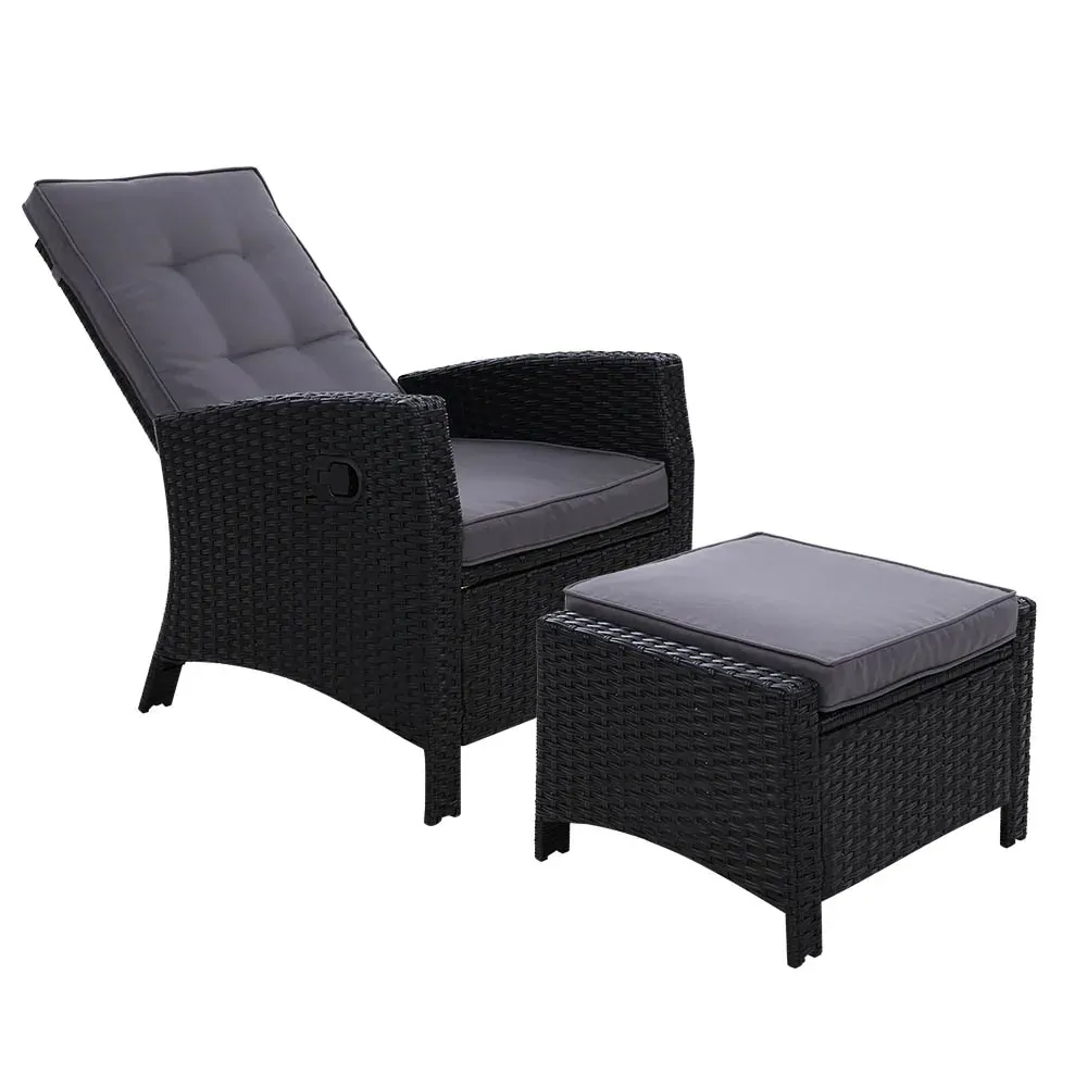 Sun lounge Recliner Chair Wicker Lounger Sofa Day Bed Outdoor Furniture Patio Garden Cushion Ottoman Gardeon Price