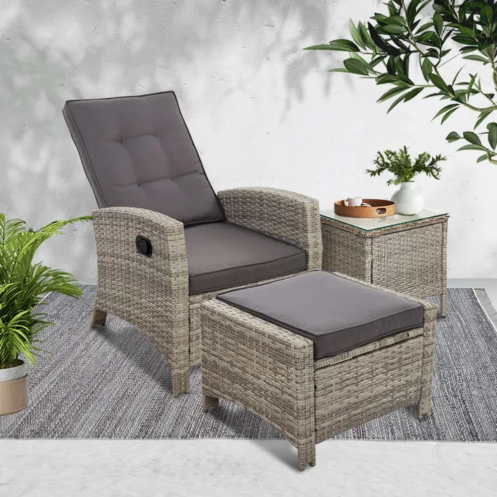 Outdoor Setting Recliner Chair Table Set Wicker lounge Patio Furniture Price