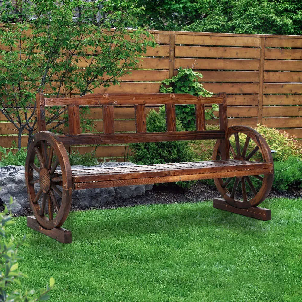 Garden Bench Wooden Wagon Chair Outdoor Furniture Backyard Lounge Charcoal Price