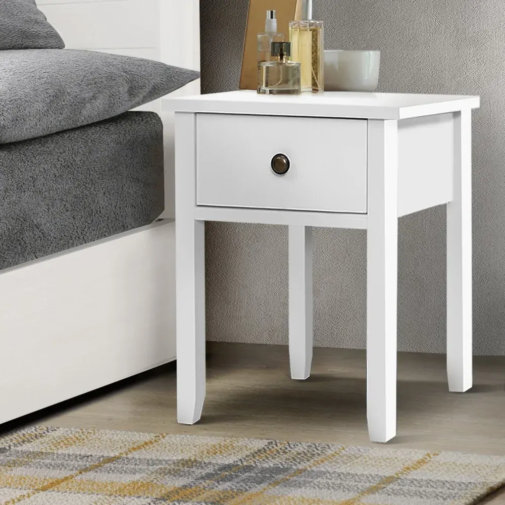 Timonium Bedside Tables Drawer Side Table Nightstand White Storage Cabinet White Shelf Price
