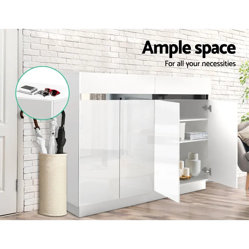120cm Shoe Cabinet Shoes Storage Rack High Gloss Cupboard Drawers Price