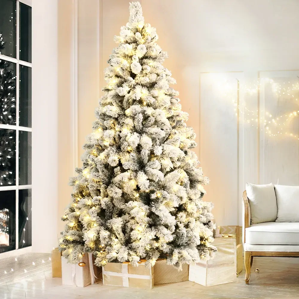 Jingle Jollys Christmas Tree Xmas Tree with LED Lights Snowy Tips Price