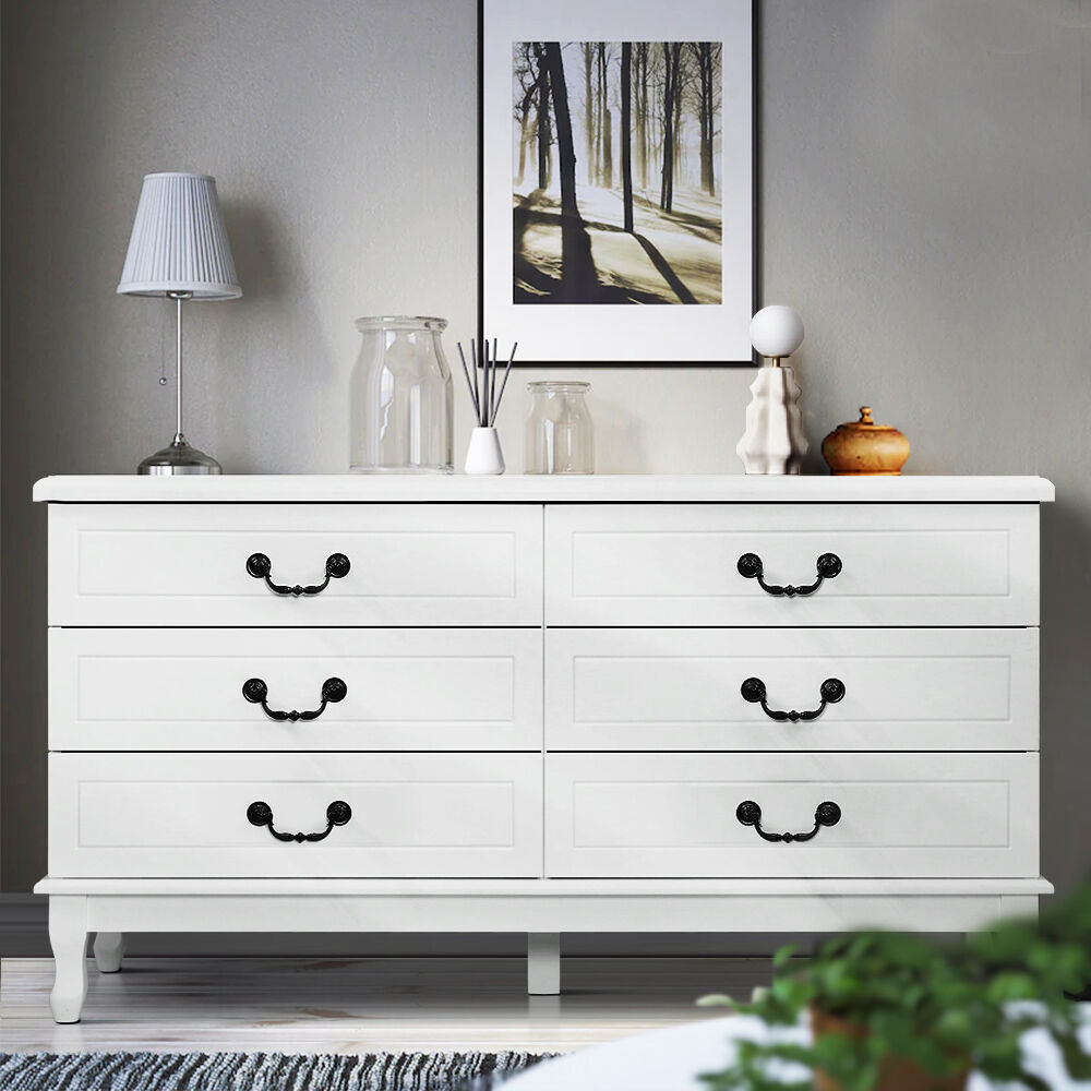 Chest of Drawers Dresser Table Lowboy Storage Cabinet White KUBI Bedroom Price