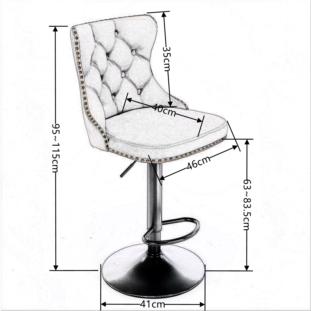2x Height Adjustable Swivel Bar Stool Velvet Nailhead Barstool with Footrest Price