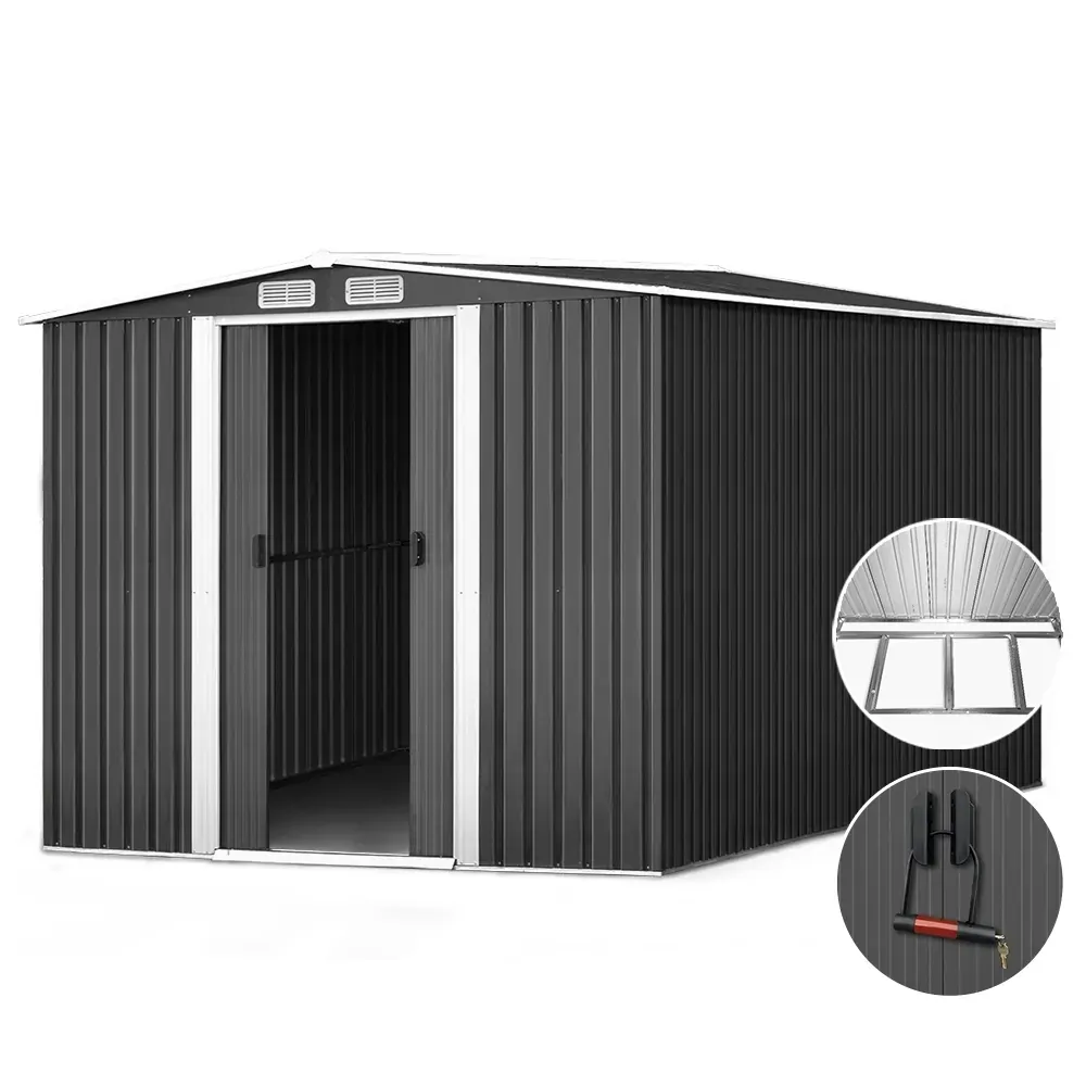 Garden Shed Outdoor Storage Sheds Workshop Metal Base Grey Price