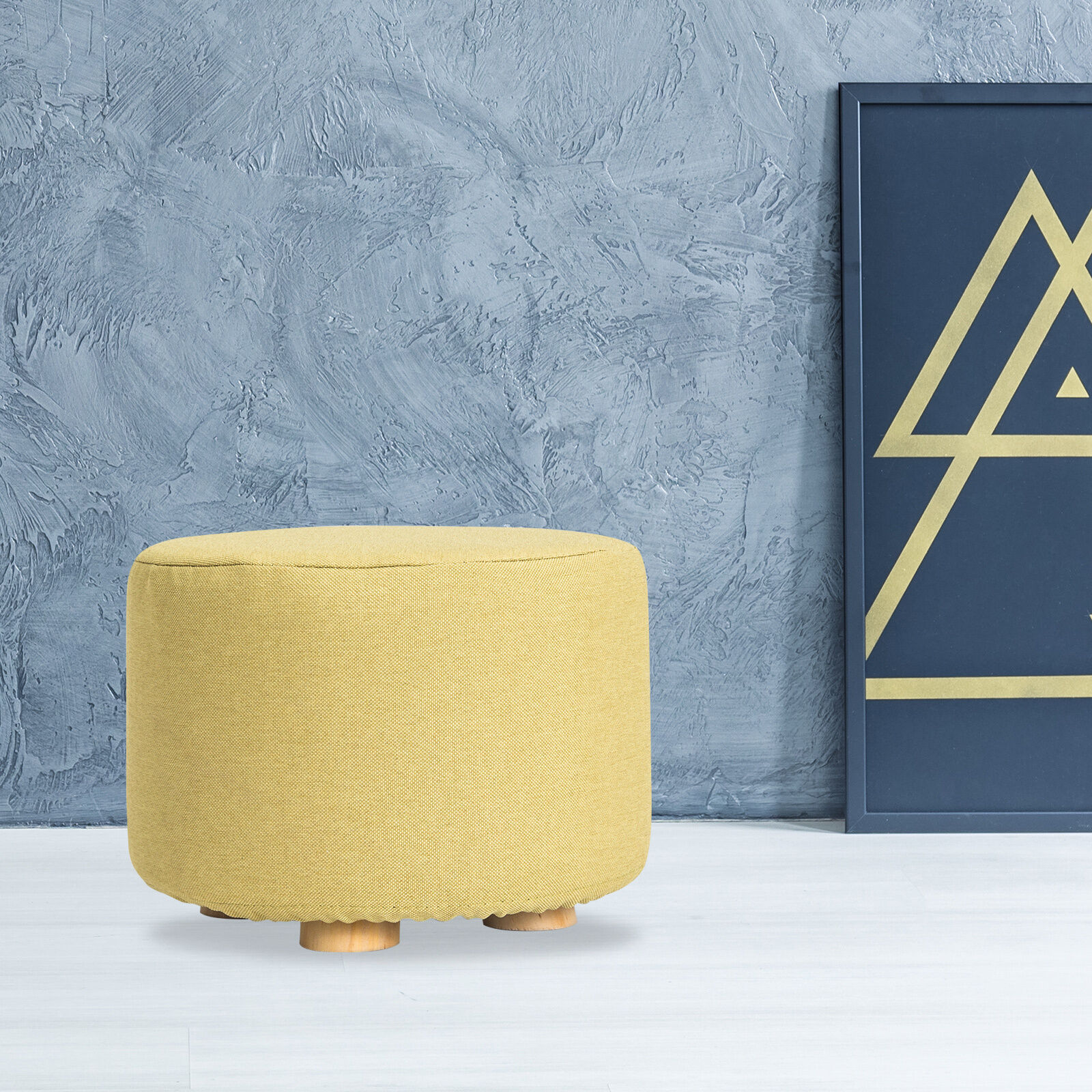 La Bella Fabric Ottoman Round Wooden Leg Foot Stool Price