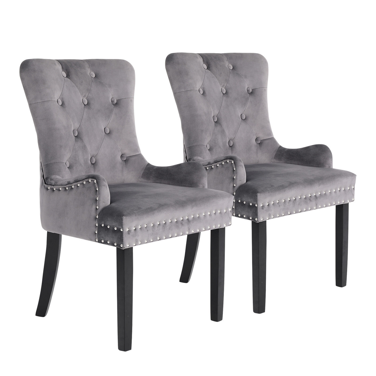 French Provincial Dining Chair Ring Studded Lisse Velvet Rubberwood Price