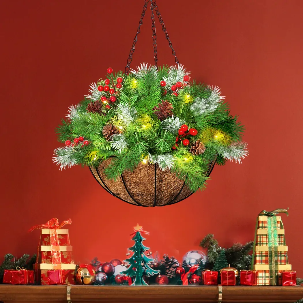 Christmas Hanging Basket Ornaments LED Lights Home Garden Porch Decor Price