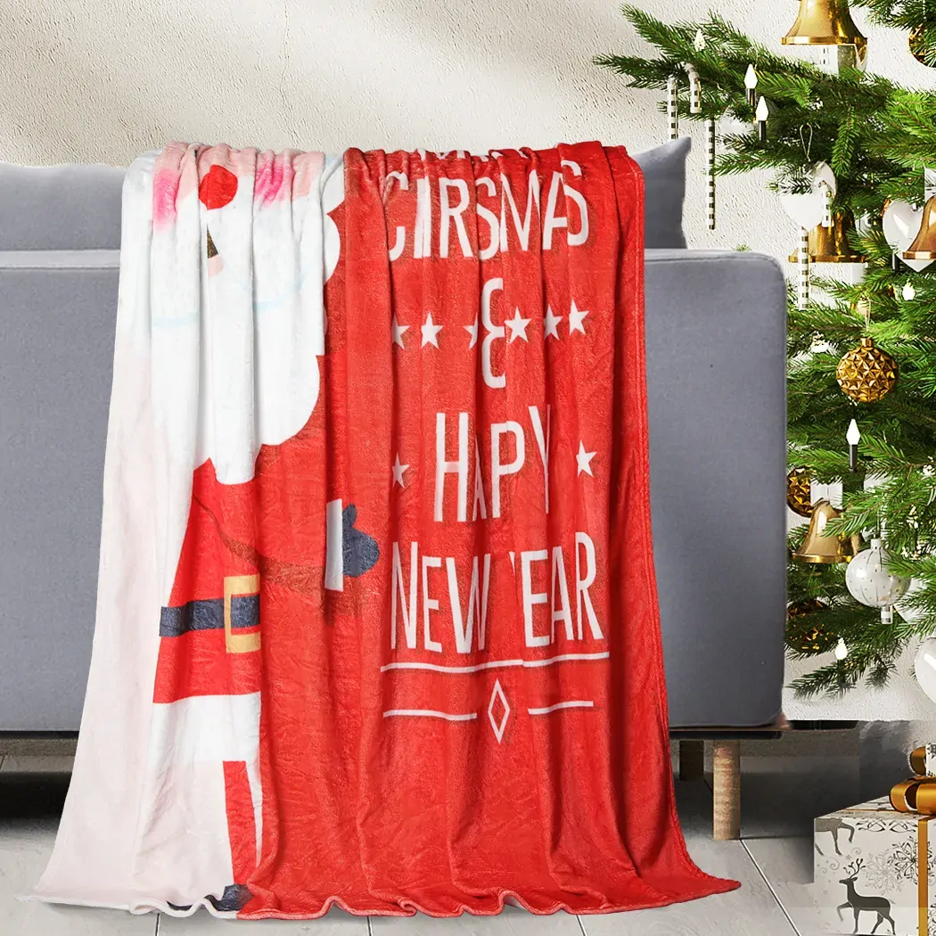 Throw Blanket Xmas Flannel Double Sided Warm Fleece Decor Christmas Q Price
