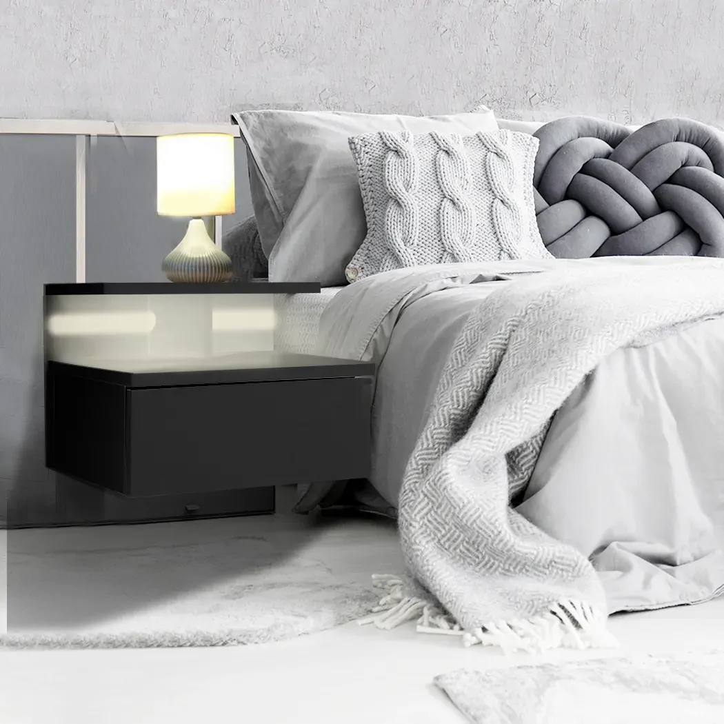 Linburn Bedside Tables LED Side Table Storage Drawer Floating Nightstand Price