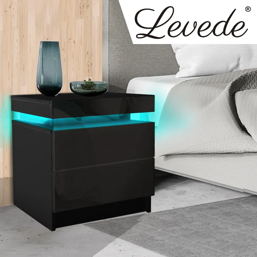 Hercules Bedside Tables Drawers RGB LED Side Table High Gloss Nightstand Cabinet Price
