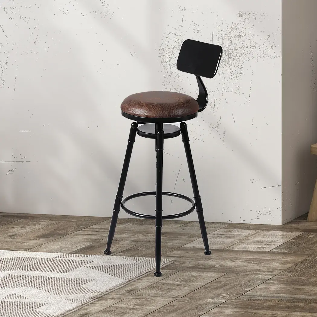 Industrial Bar Stools Kitchen Stool PU Leather Barstools Swivel Chair Price