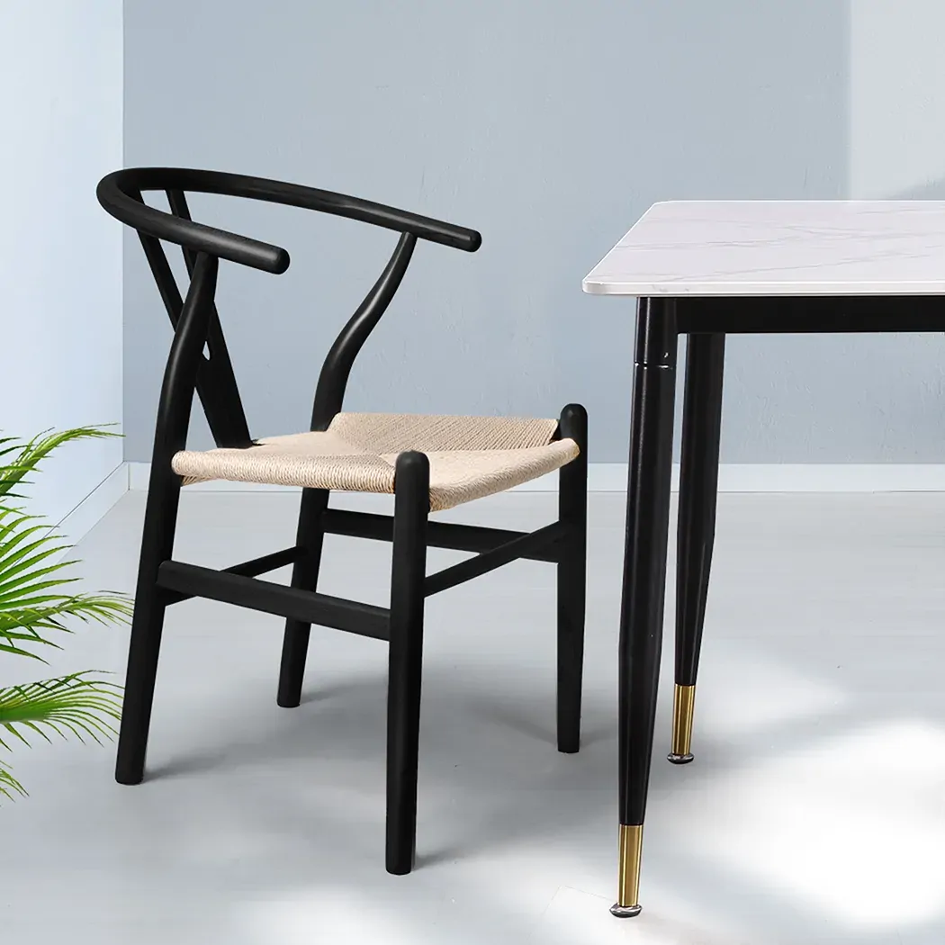 Set of 2 Dining Chairs Rattan Seat Side Chair Kitchen Wood Furniture Price