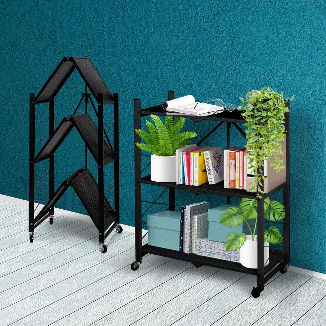 Foldable Storage Shelf Display Rack Bookshelf Bookcase Wheel Collapsible Price
