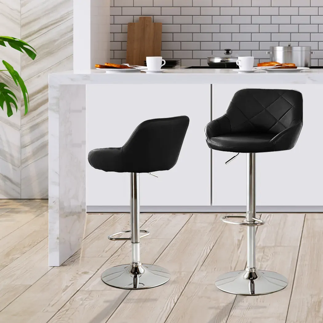 2x Bar Stools Kitchen Barstools PU Leather Chairs Gas Lift Swivel Price