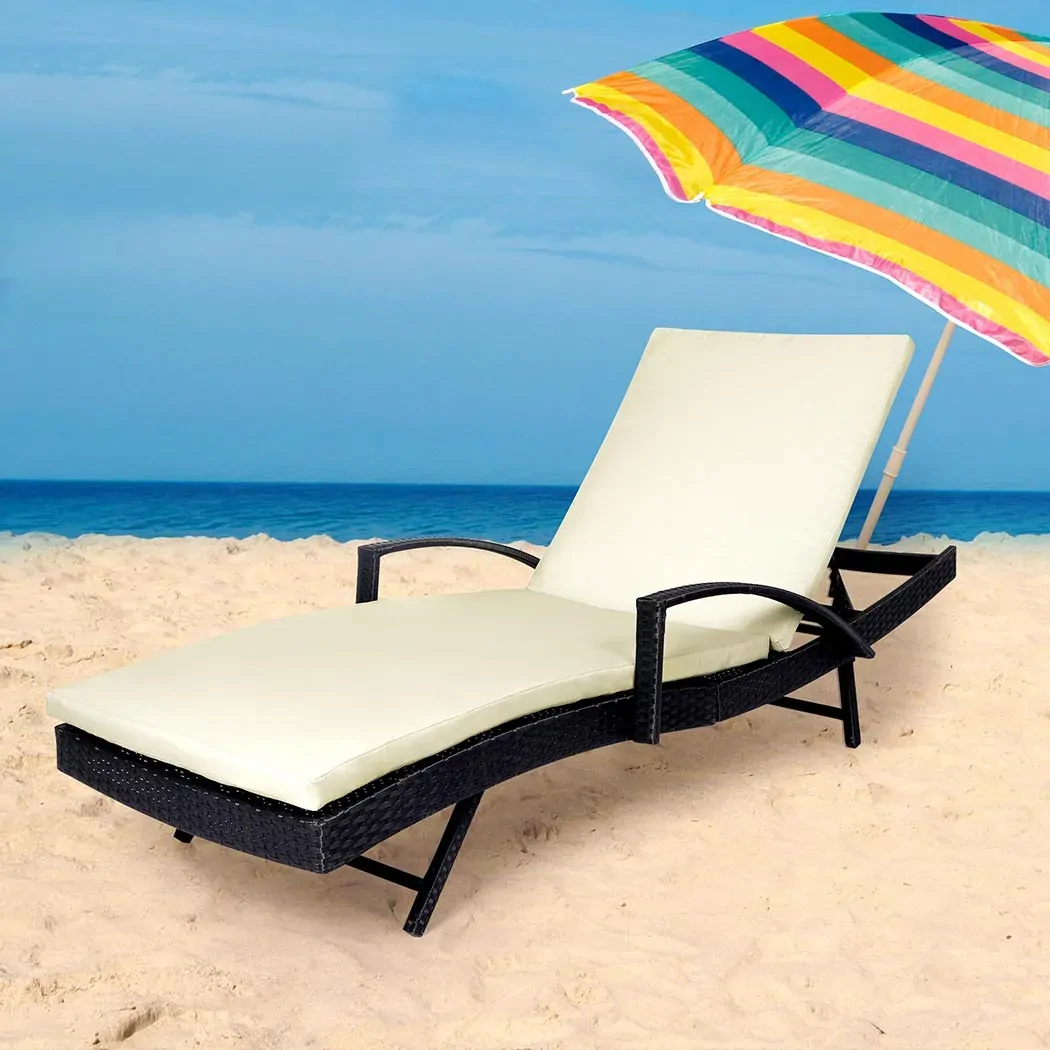 Outdoor Sun Lounger Furniture Wicker Lounge Garden Patio Bed Cushion Pool Price
