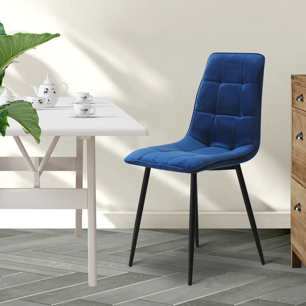 4x Dining Chairs Kitchen Table Chair Lounge Room Retro Padded Seat Velvet Price