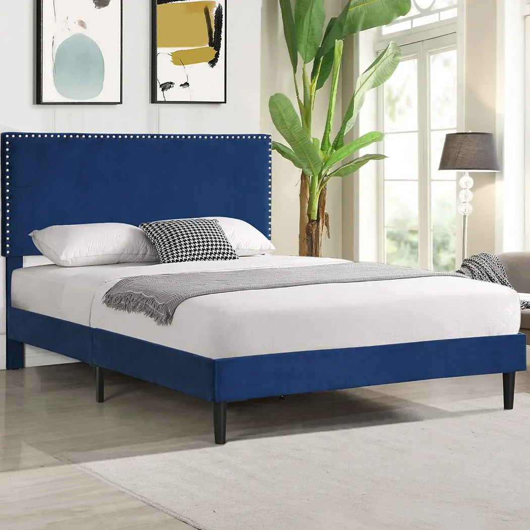 Nurom Bed Frame Mattress Base Platform Wooden Velevt Headboard Price