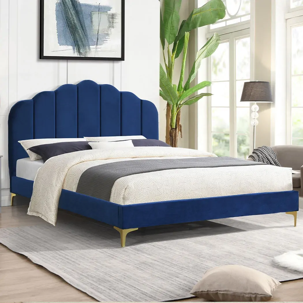Adwick Bed Frame Mattress Base Platform Wooden Velevt Headboard Price