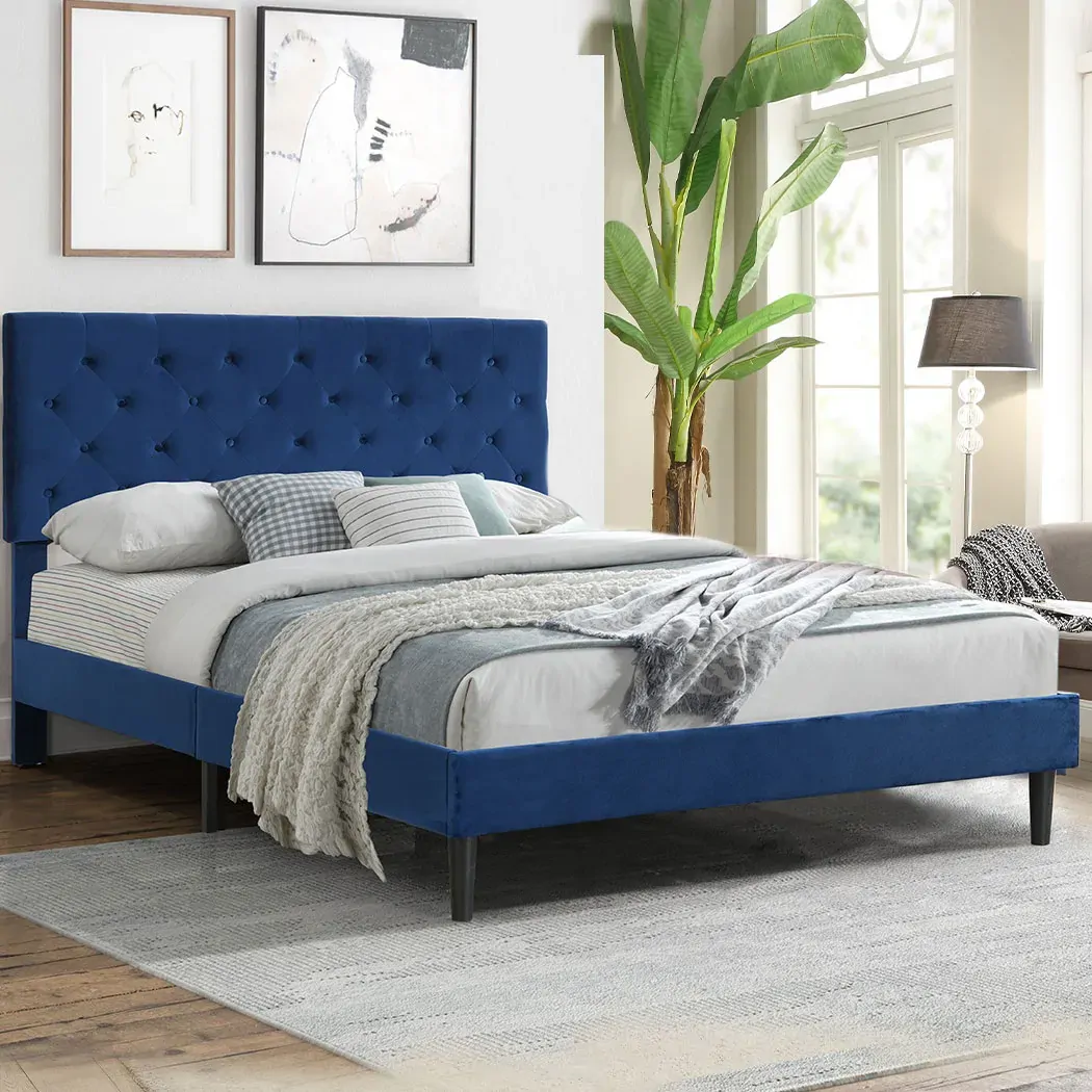 Air Bed Frame Mattress Base Platform Wooden Velevt Headboard Price