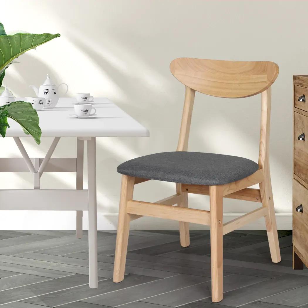 Dining Chair Kitchen Table Chair Natural Wood Linen Fabric Cafe Lounge Price