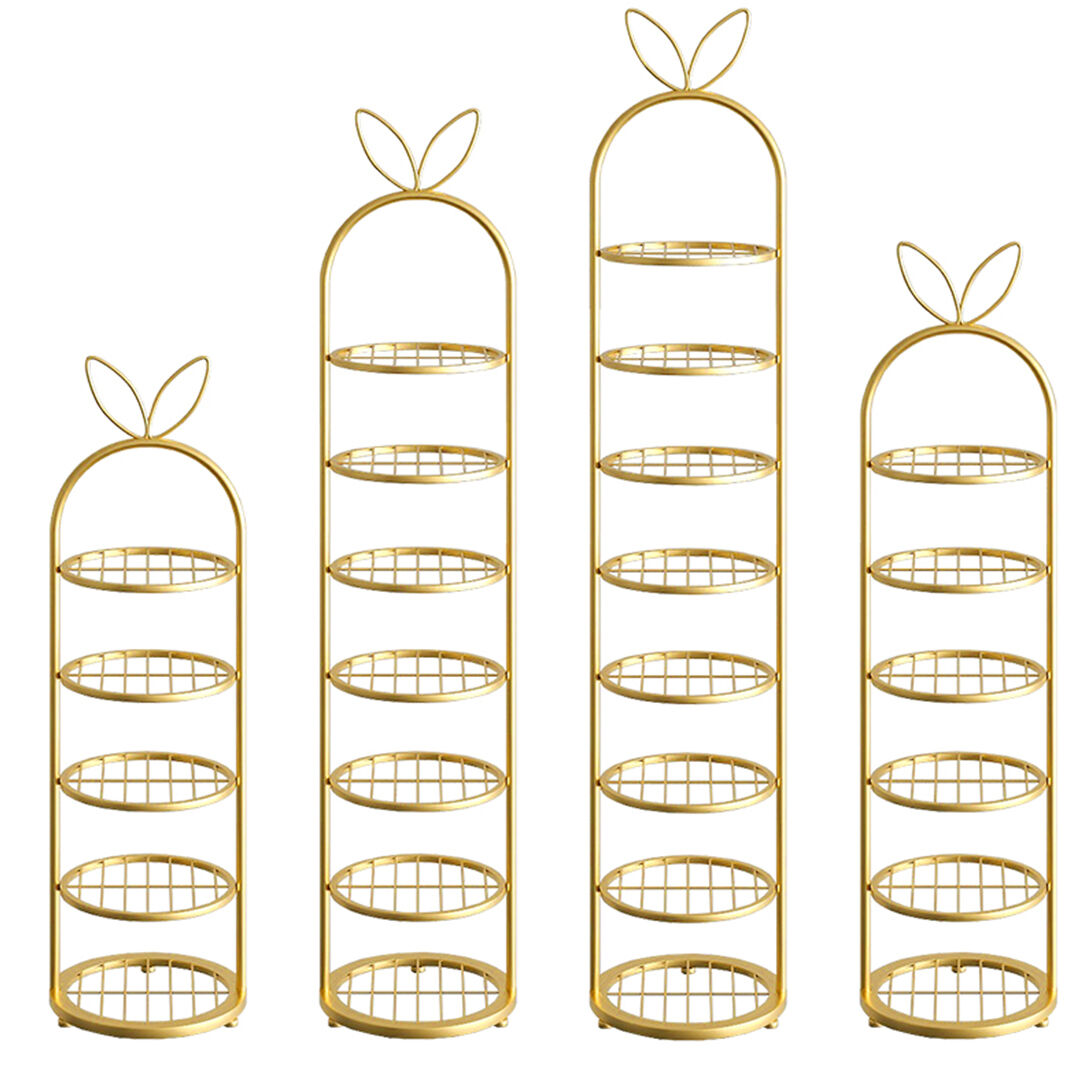 Gold Plated Metal Shoe Organizer Space Saving Portable Footwear Storage Shelf Price