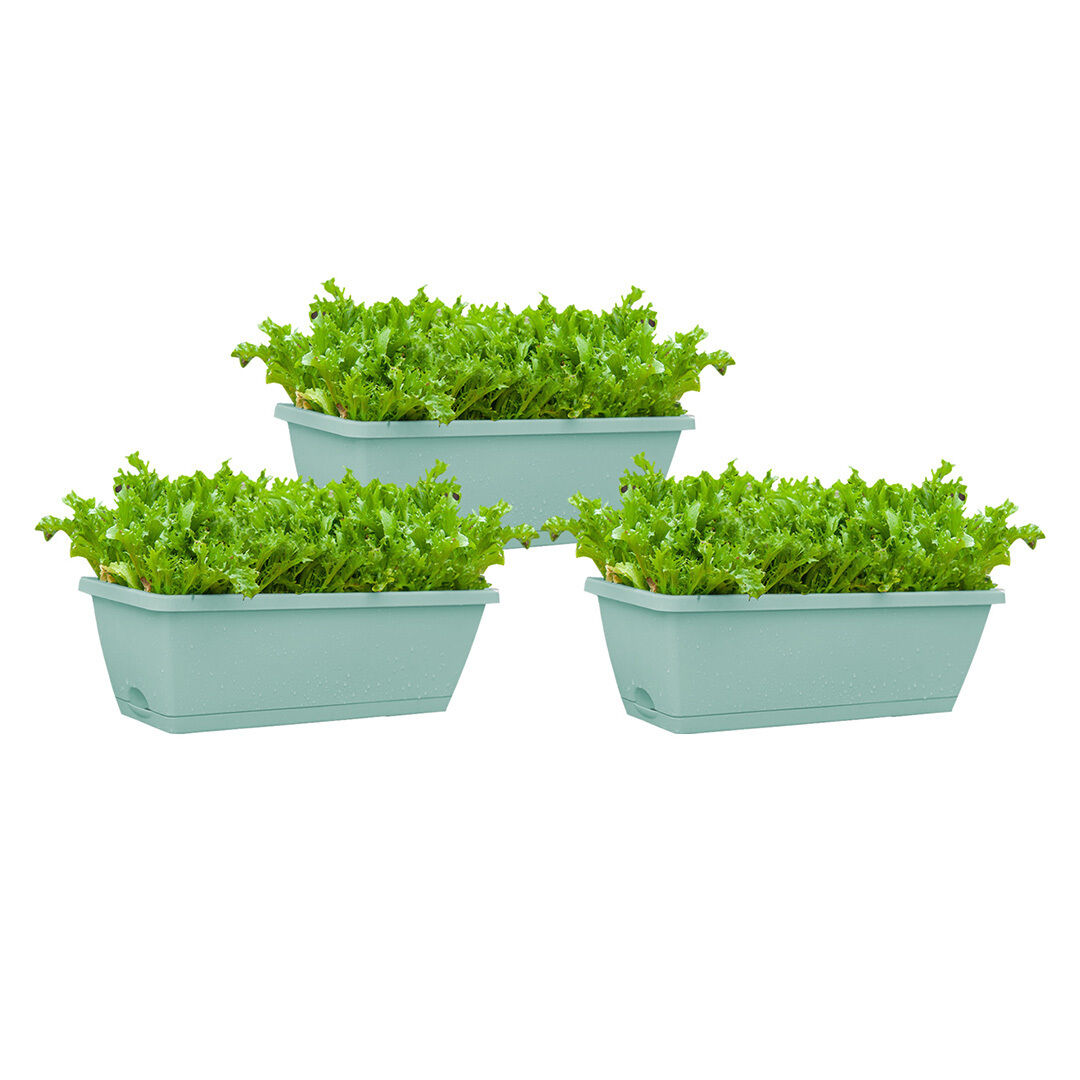 49.5cm Rectangular Planter Vegetable Herb Flower Outdoor Plastic Box with Holder Balcony Garden Décor Price