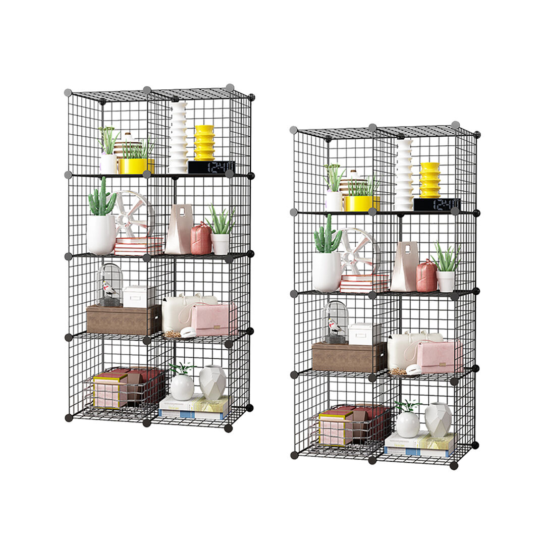 Black Portable Cube Storage Organiser Foldable DIY Modular Grid Space Saving Shelf Price