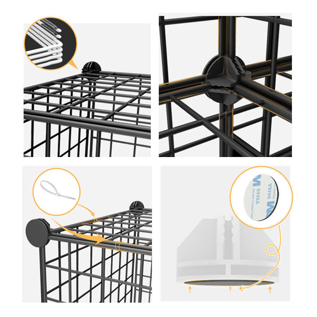 Black Portable Storage Organiser Foldable DIY Modular Grid Space Saving Shelf Price