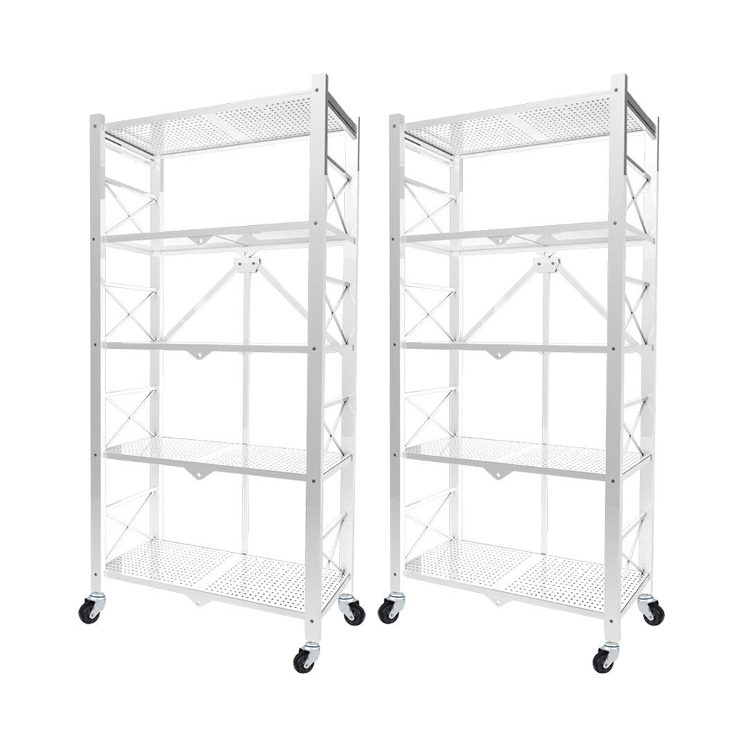 Steel Foldable Display Stand Multi-Functional Shelves Portable Storage Organizer with Wheels Price