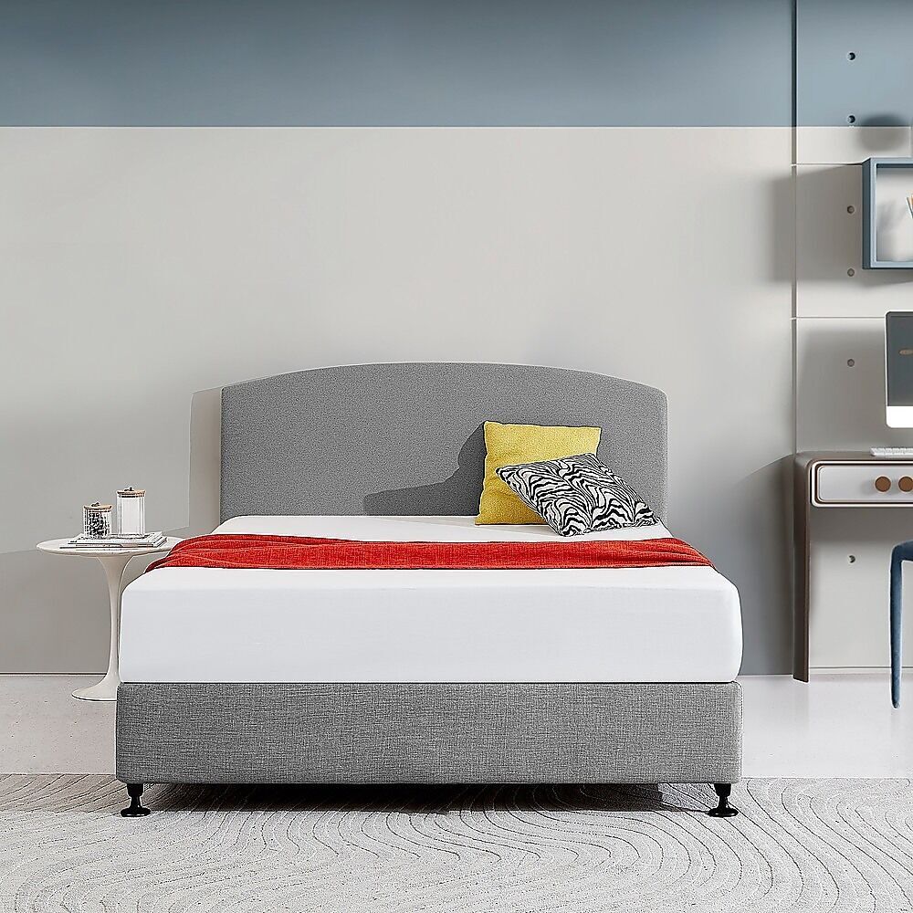 Linen Fabric Double Bed Curved Headboard Bedhead - Pale Pink Price