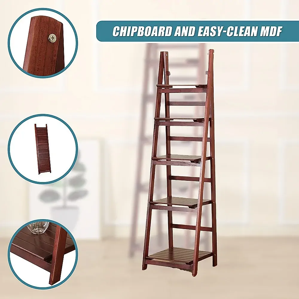5 Tier Wooden Ladder Shelf Stand Storage Book Shelves Shelving Display Rack Price