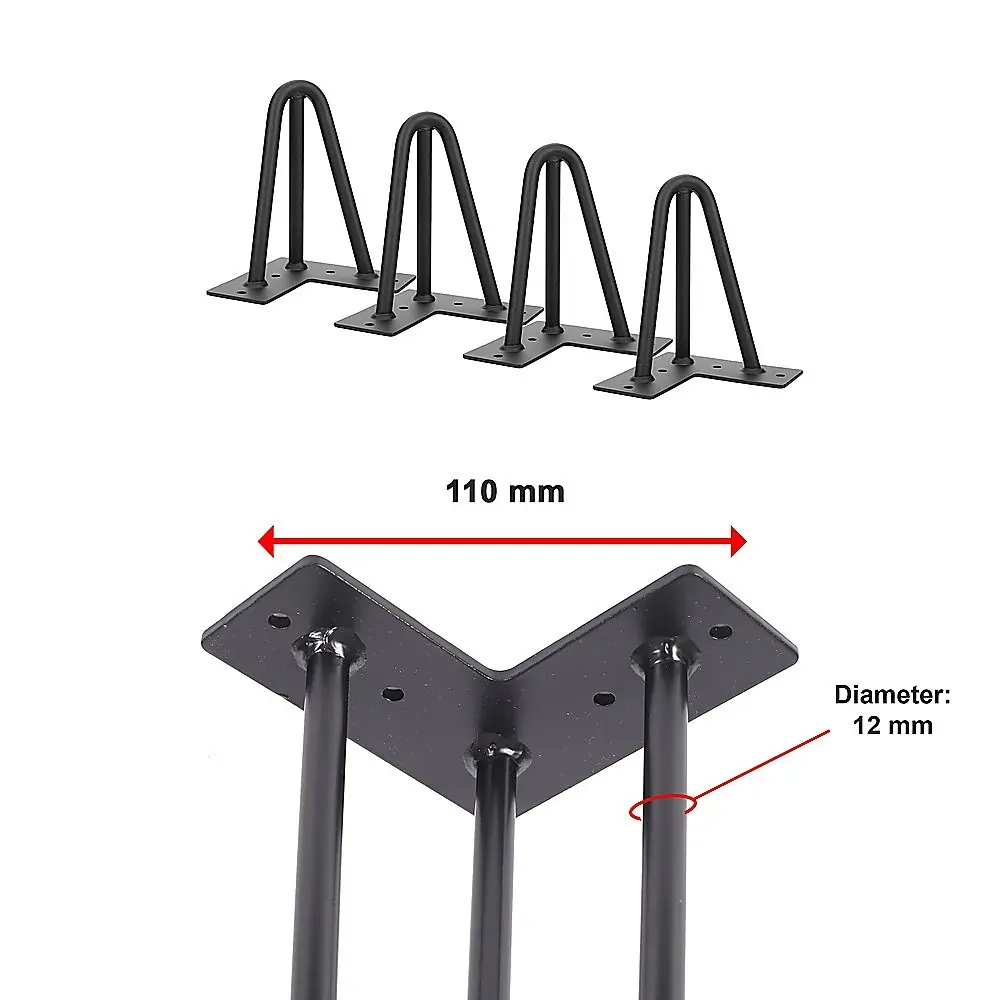 Set of 4 Industrial 3-Rod Retro Hairpin Table Legs 12mm Steel Bench Desk Price