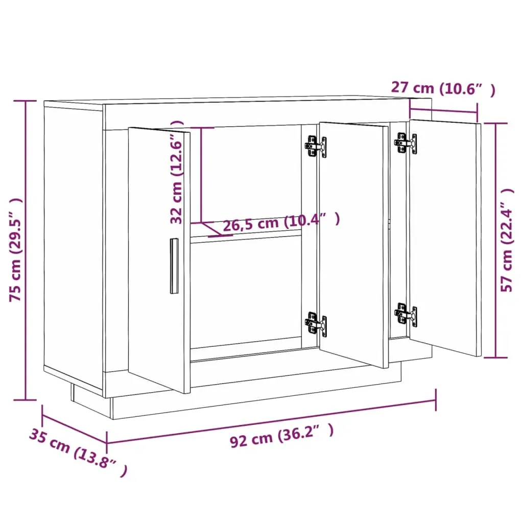 Sideboard 92x35x75 cm Engineered Wood Price