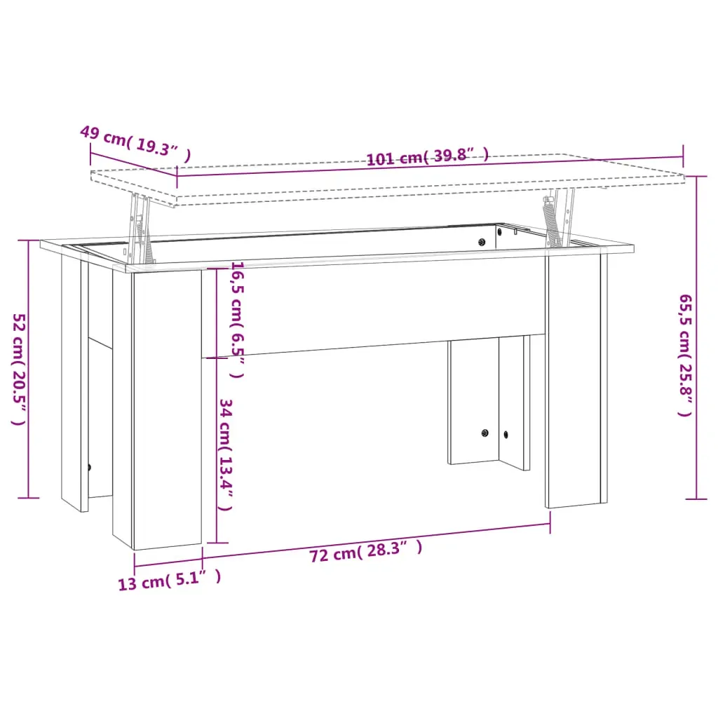 Coffee Table 101x49x52 cm Engineered Wood Price