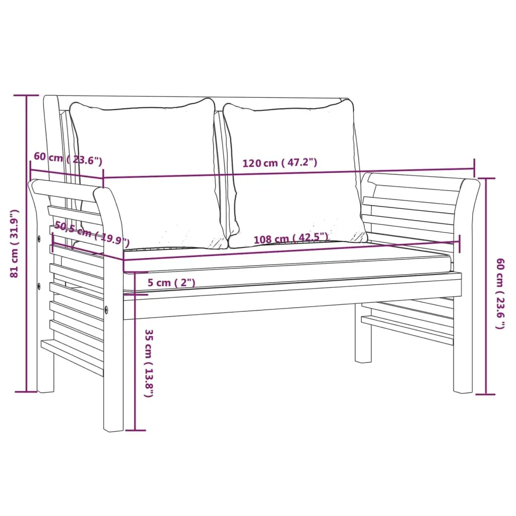 Sofa Bench with Cushions Solid Wood Acacia Price