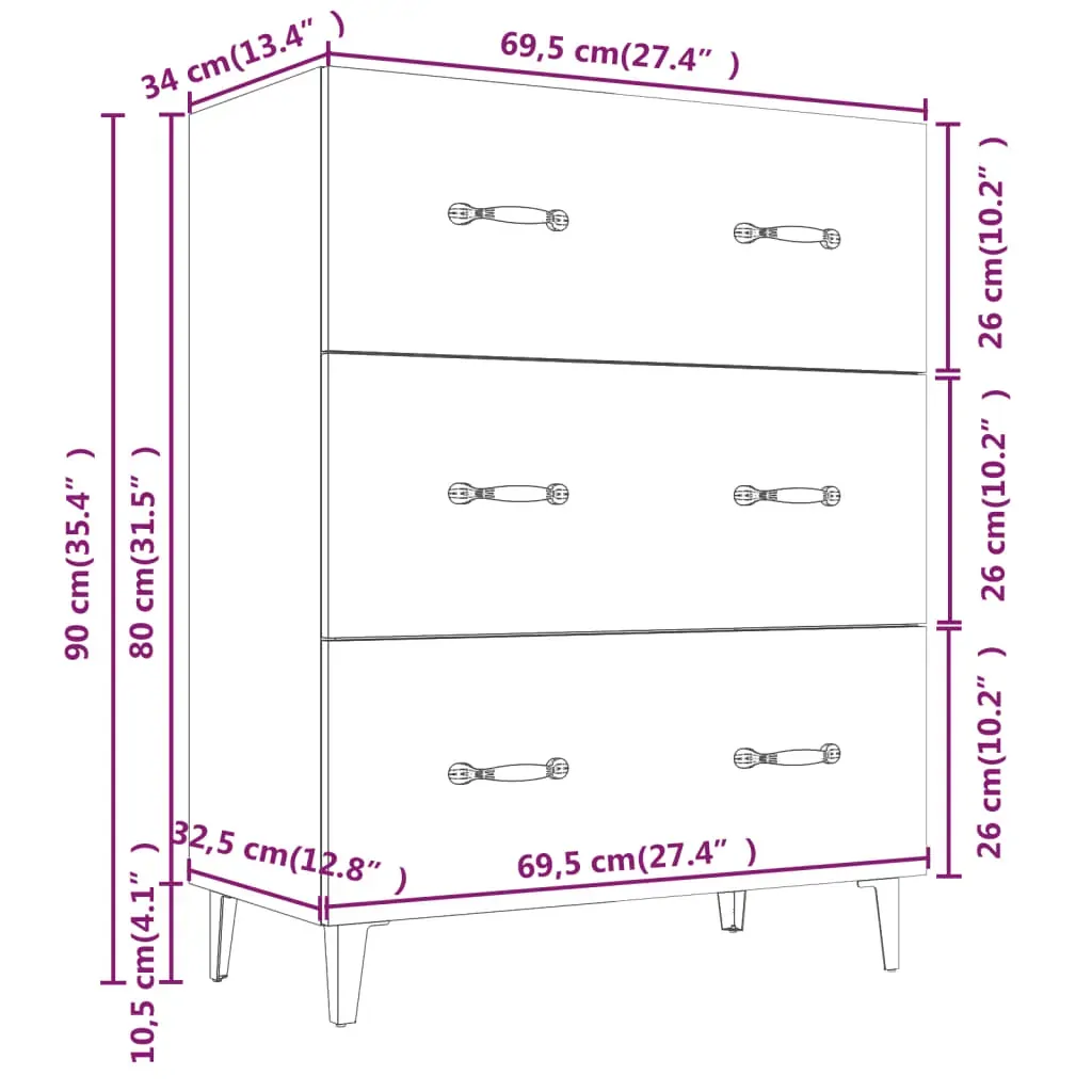 Sideboard 69.5x34x90 cm Engineered Wood Price