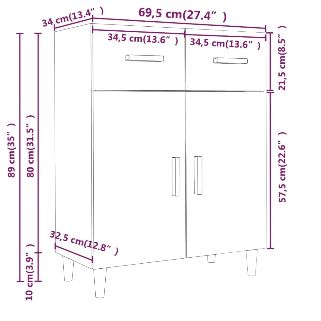 Sideboard 69.5x34x89 cm Engineered Wood Price